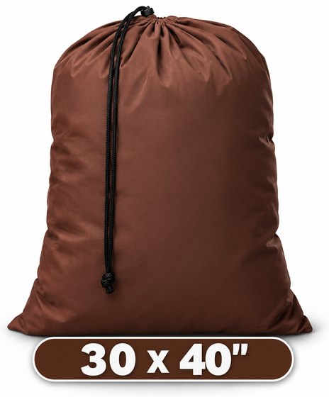Brown 30 by 40 inch heavy-duty drawstring laundry bag
